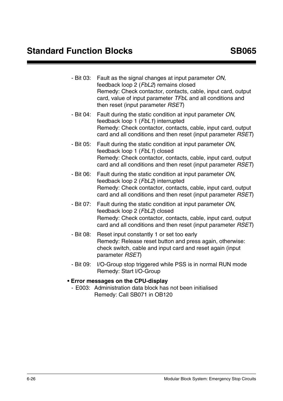 Standard function blocks, Sb065 | Pilz PSS SB NOT, Basic license User Manual | Page 68 / 112