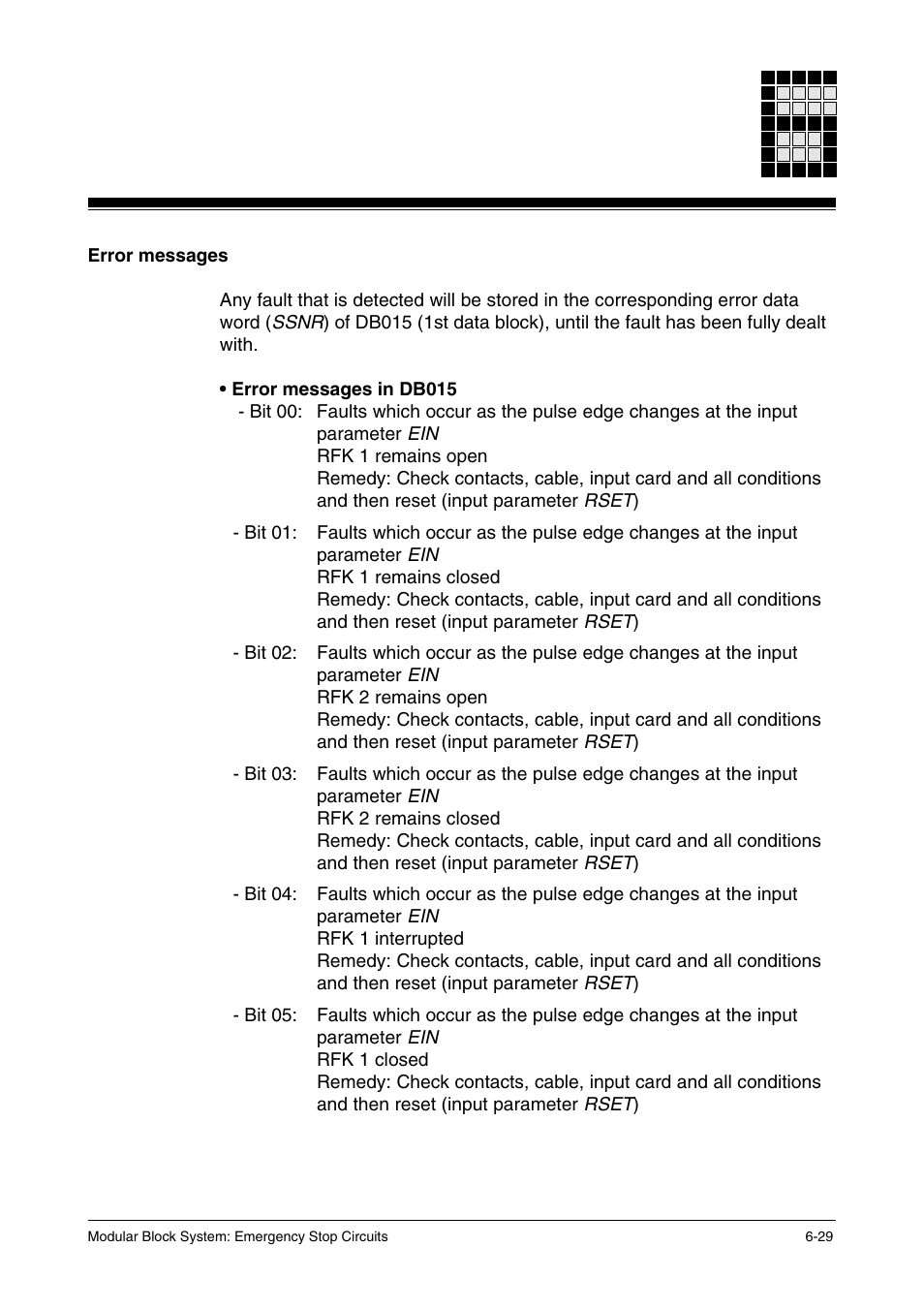 Error messages | Pilz PSS SB NOT, Basic license User Manual | Page 71 / 112
