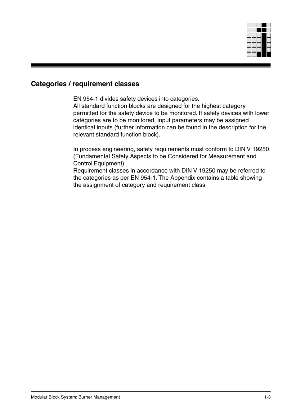 Categories / requirement classes | Pilz PSS SB FT, Basic license User Manual | Page 13 / 191