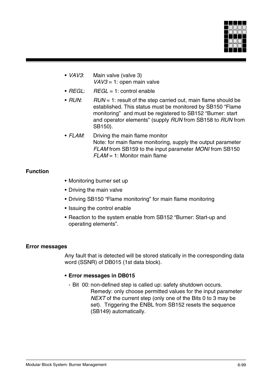 Function, Error messages | Pilz PSS SB FT, Basic license User Manual | Page 143 / 191