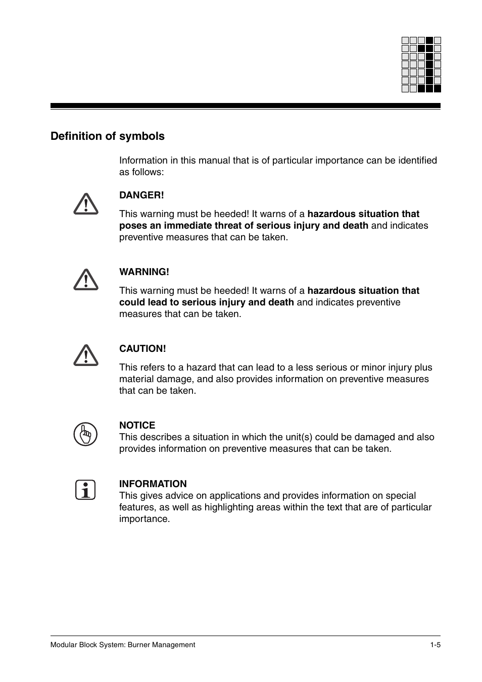 Definition of symbols | Pilz PSS SB FT, Basic license User Manual | Page 15 / 191