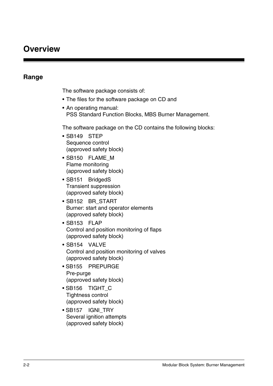 Range, Overview | Pilz PSS SB FT, Basic license User Manual | Page 18 / 191