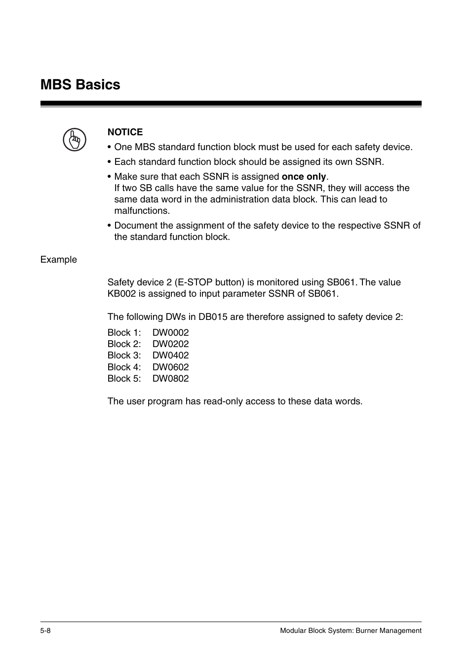 Example, Mbs basics | Pilz PSS SB FT, Basic license User Manual | Page 38 / 191