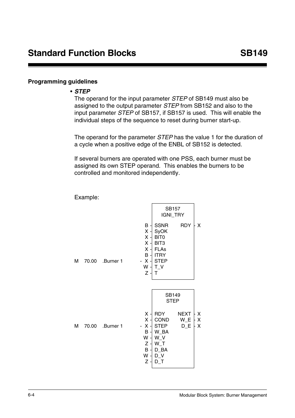 Programming guidelines, Standard function blocks sb149 | Pilz PSS SB FT, Basic license User Manual | Page 48 / 191