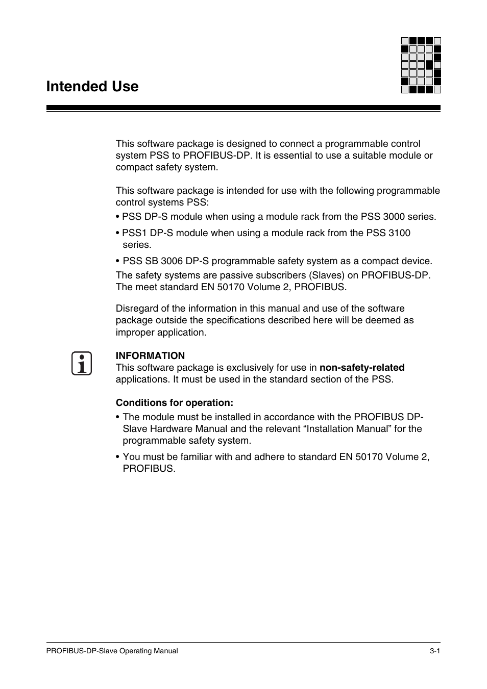 Intended use | Pilz ST SB DP S, SW paket PROFIBUS-DP User Manual | Page 11 / 43