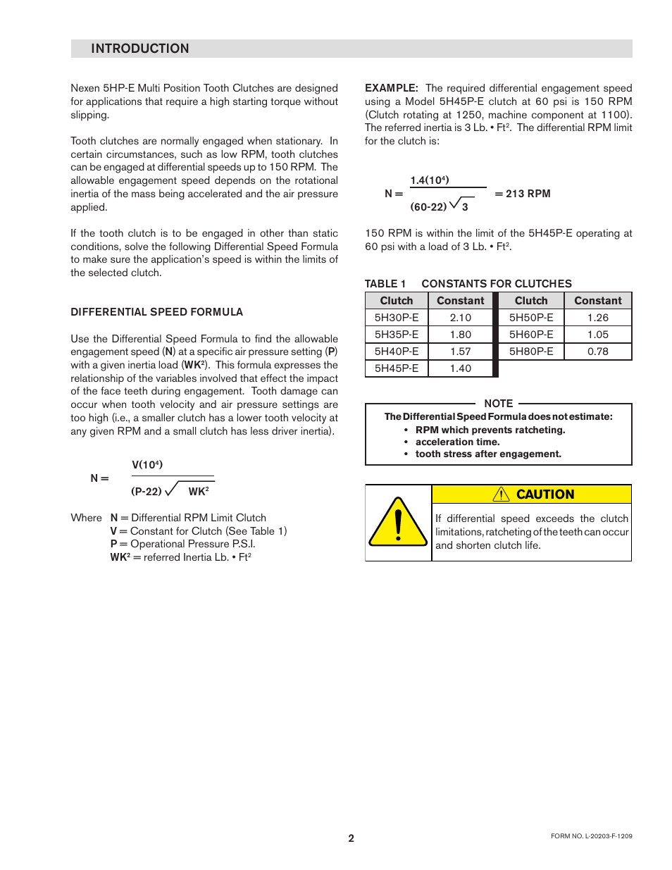 Introduction, Caution | Nexen 5H30P-E 913005 User Manual | Page 5 / 14