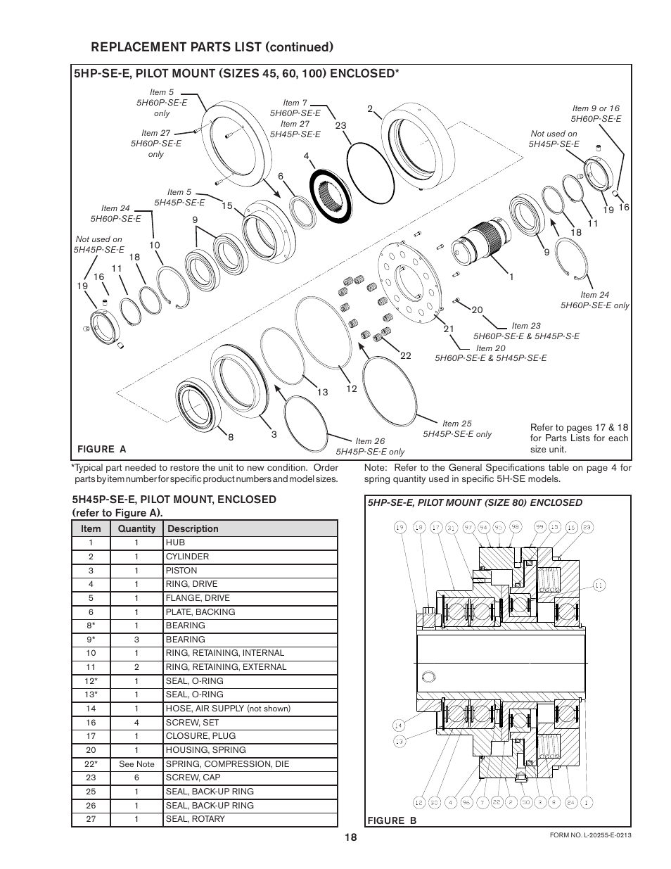Replacement parts list (continued) | Nexen 5H45PSE 910225 User Manual | Page 18 / 19