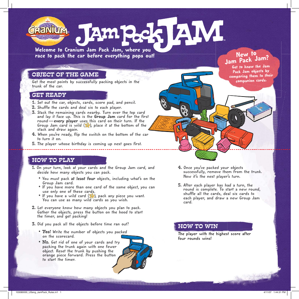 Cranium Jam Pack Jam none User Manual | 2 pages