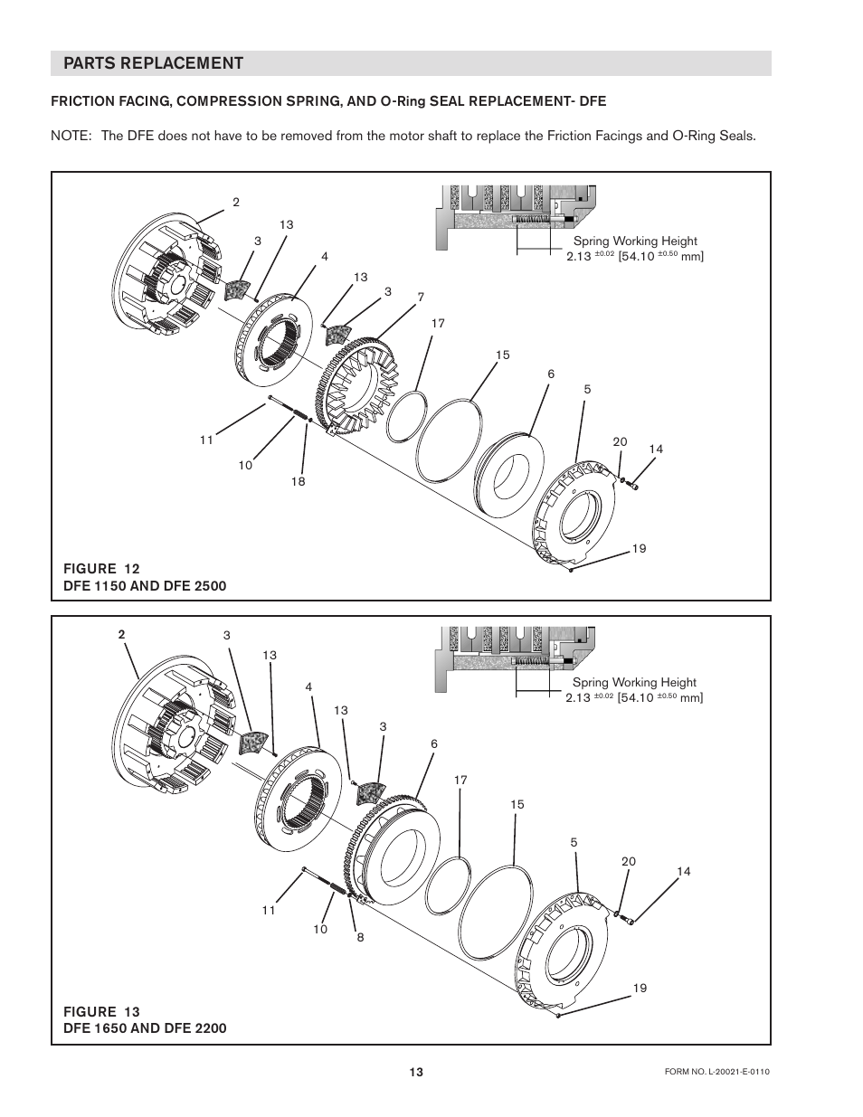 Parts replacement | Nexen DFE-2500 964009 User Manual | Page 13 / 22