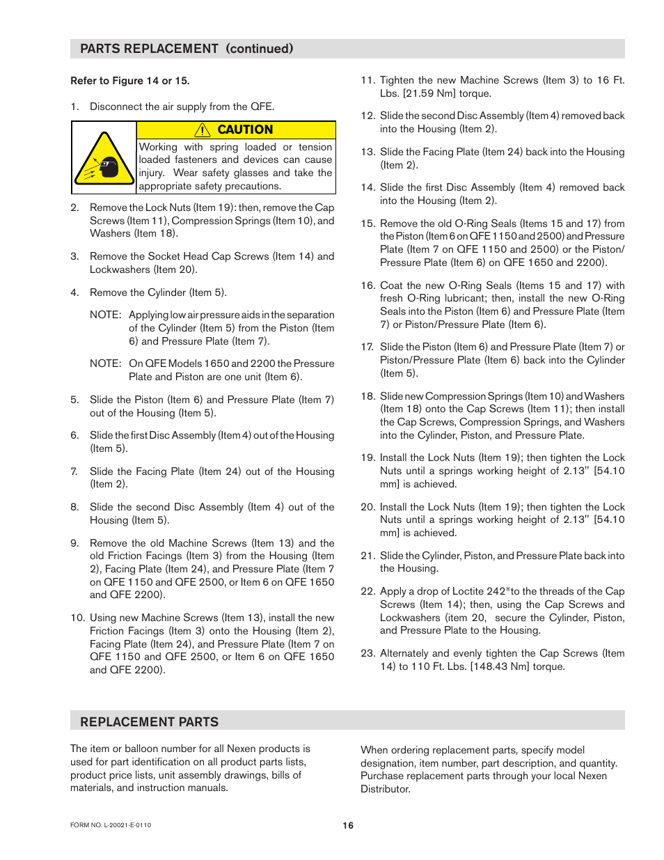 Nexen DFE-2500 964009 User Manual | Page 16 / 22