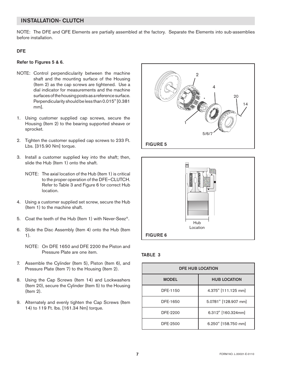 Installation- clutch | Nexen DFE-2500 964009 User Manual | Page 7 / 22