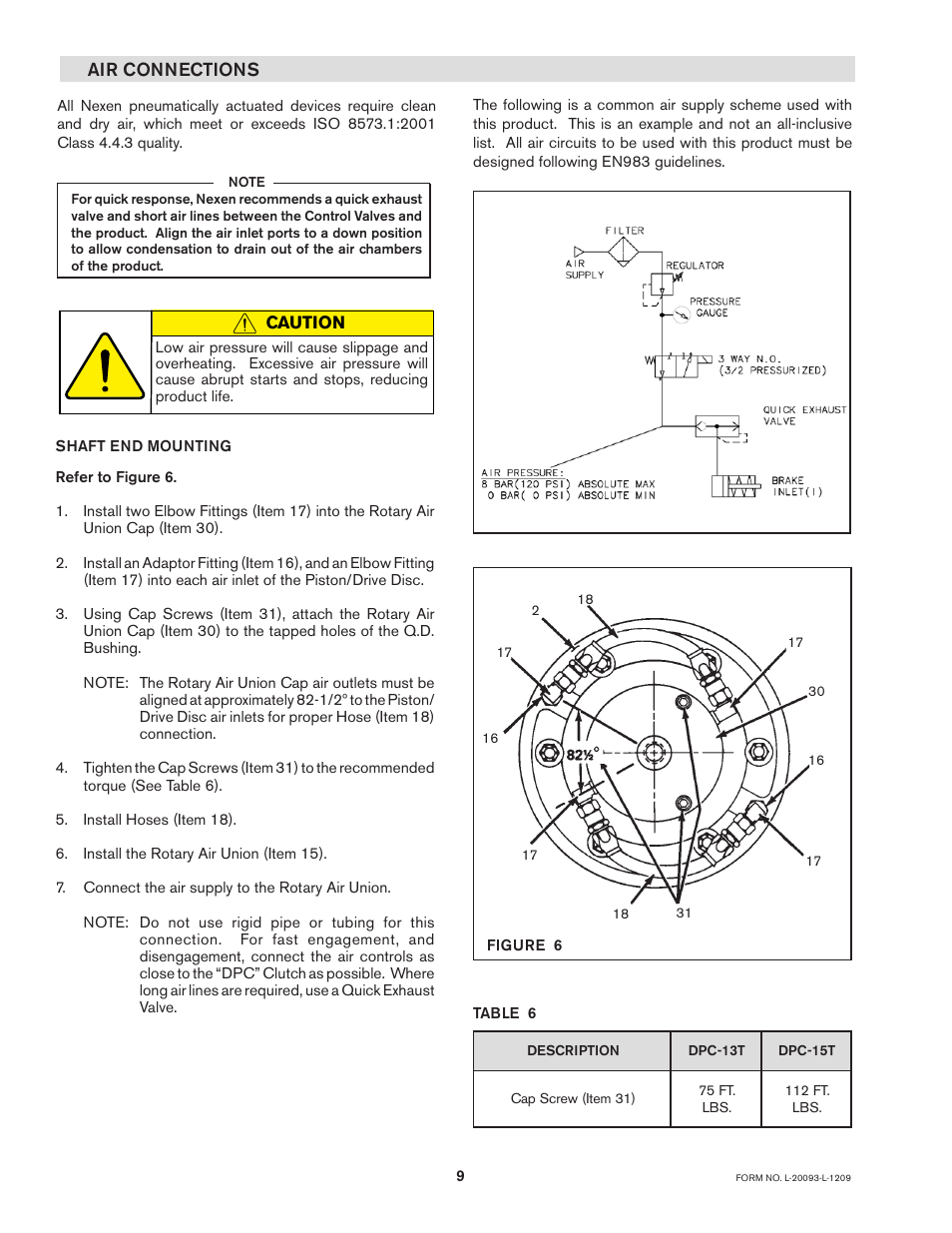 Air connections | Nexen DPC-13T 962200 User Manual | Page 9 / 16