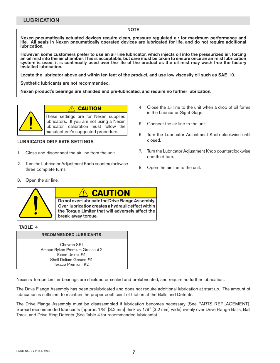 Caution | Nexen TL50A/4-E 803017 User Manual | Page 7 / 18