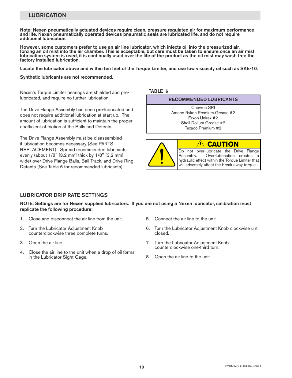 Caution | Nexen TL60-A 951243 User Manual | Page 10 / 19