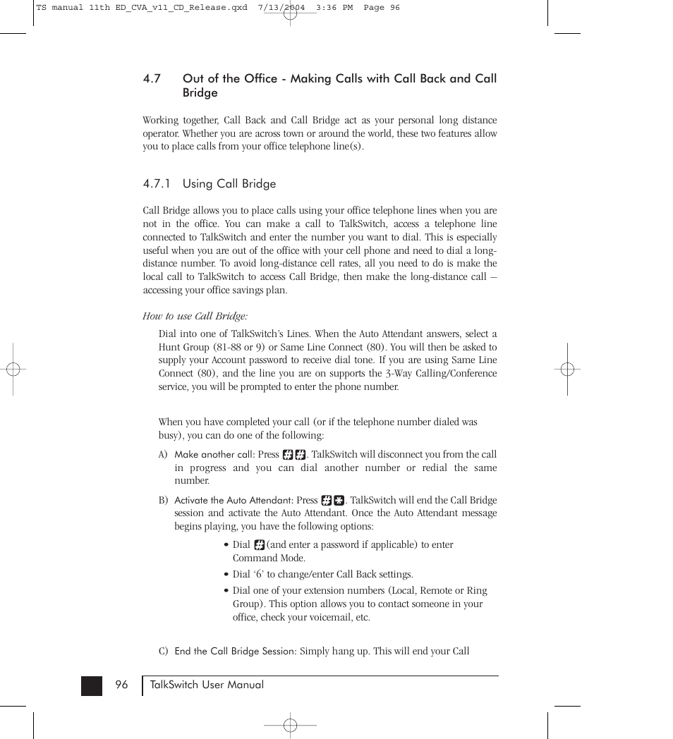 Talkswitch 48-CVA User Manual | Page 104 / 148