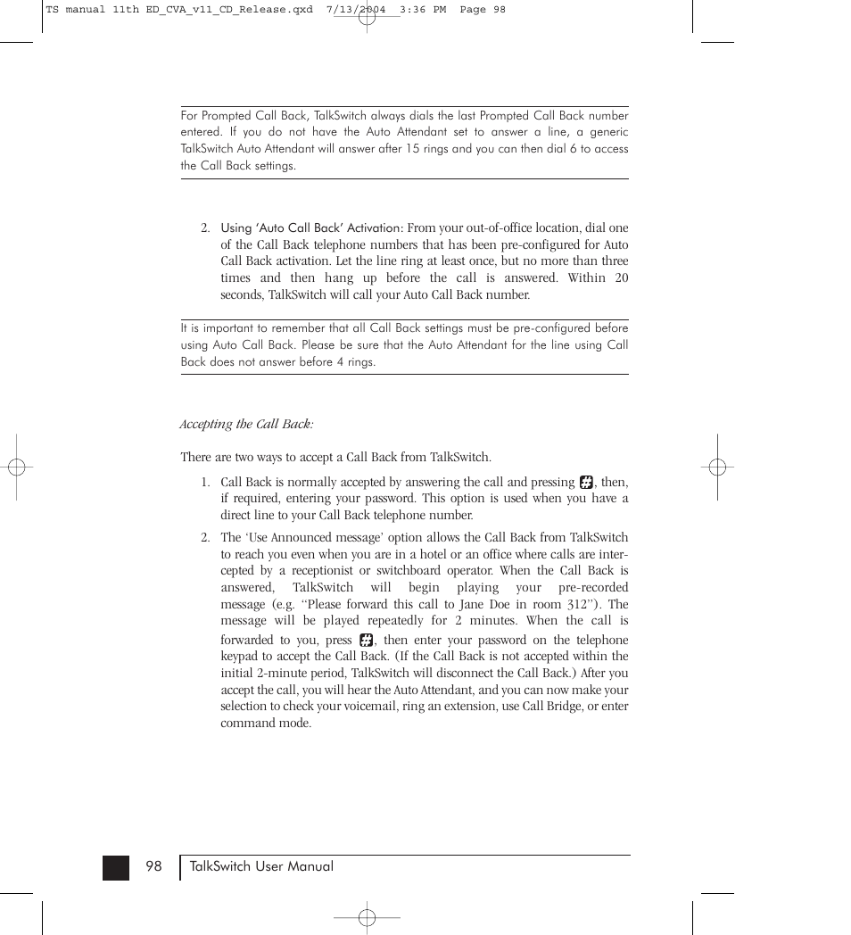 Talkswitch 48-CVA User Manual | Page 106 / 148