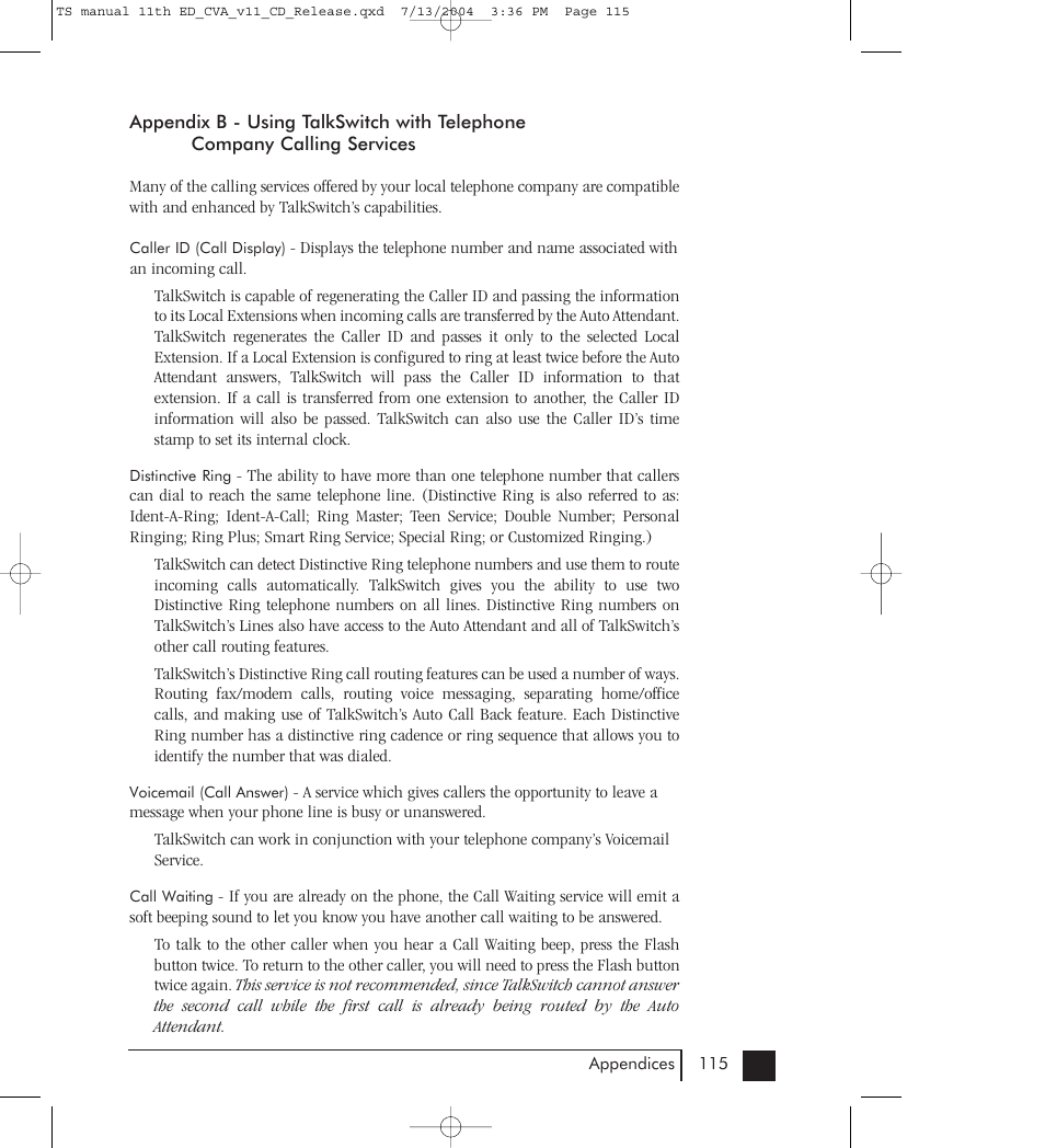 Talkswitch 48-CVA User Manual | Page 121 / 148