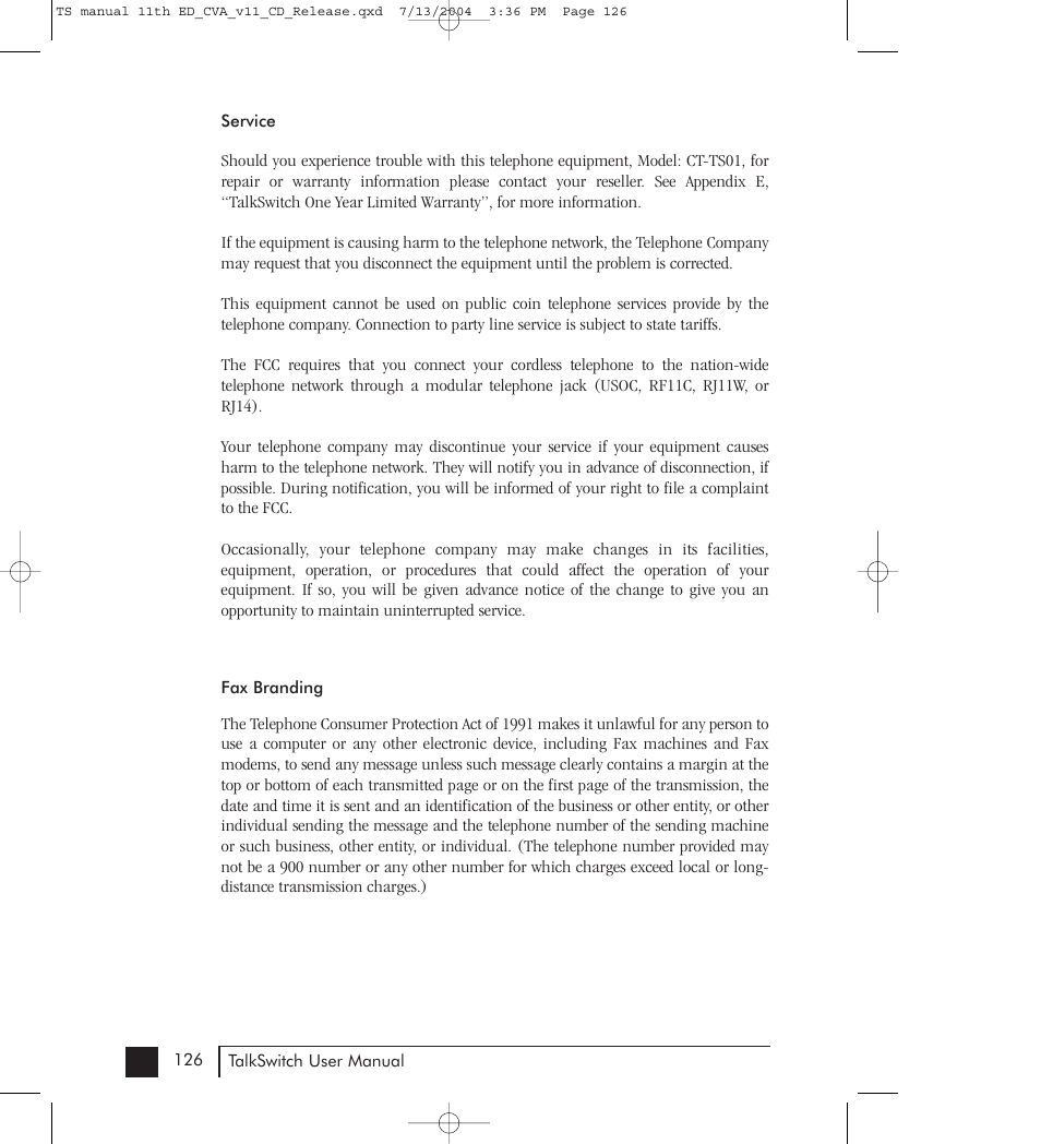 Talkswitch 48-CVA User Manual | Page 131 / 148