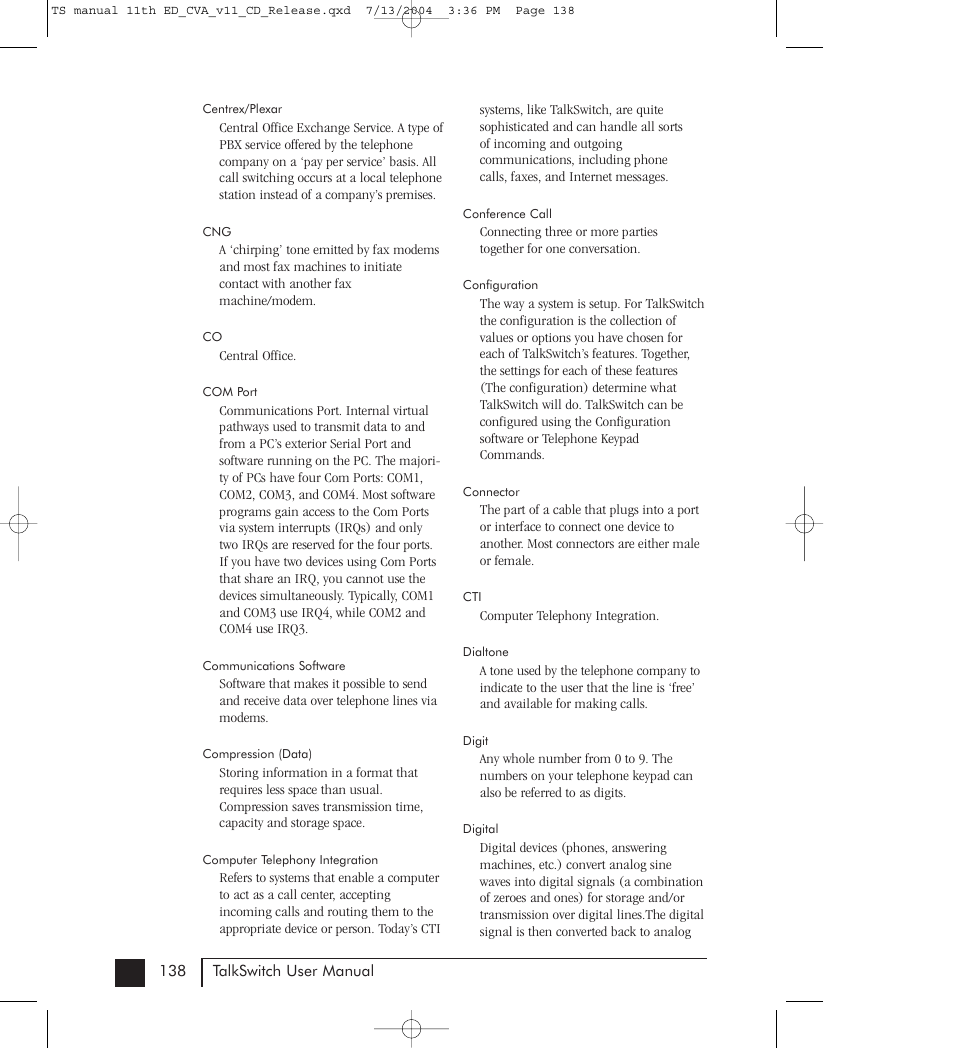 Talkswitch 48-CVA User Manual | Page 140 / 148