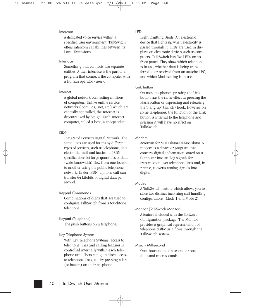 Talkswitch 48-CVA User Manual | Page 142 / 148