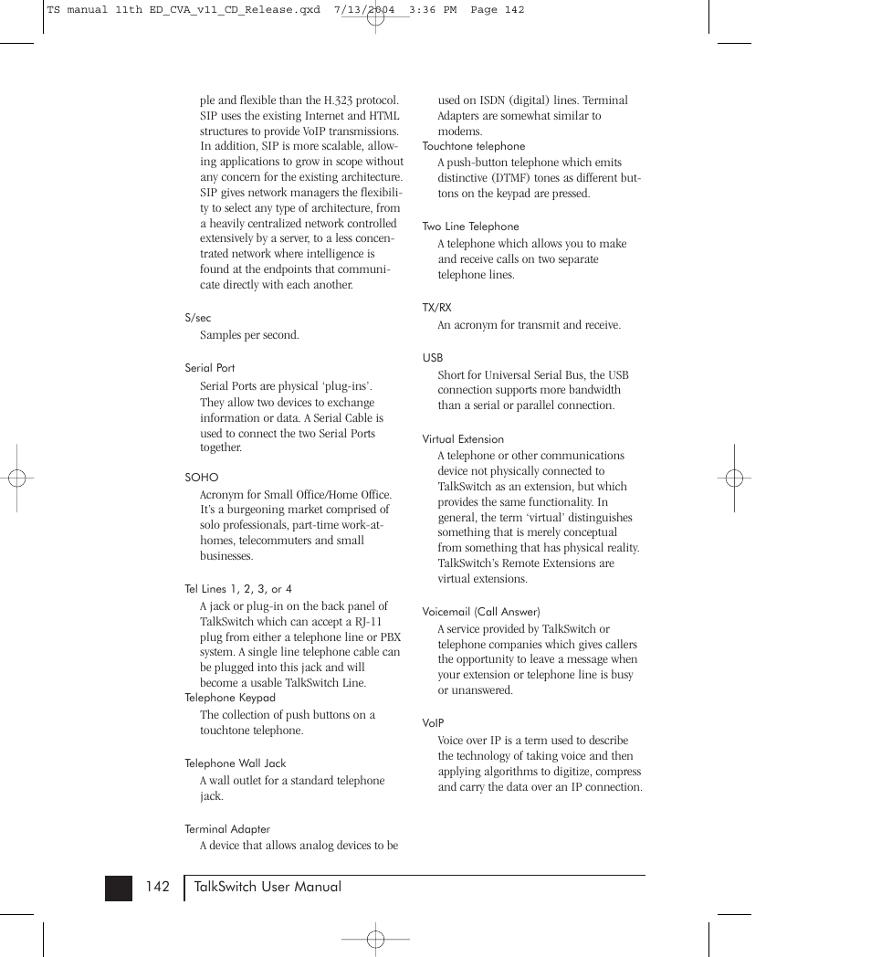 Talkswitch 48-CVA User Manual | Page 144 / 148