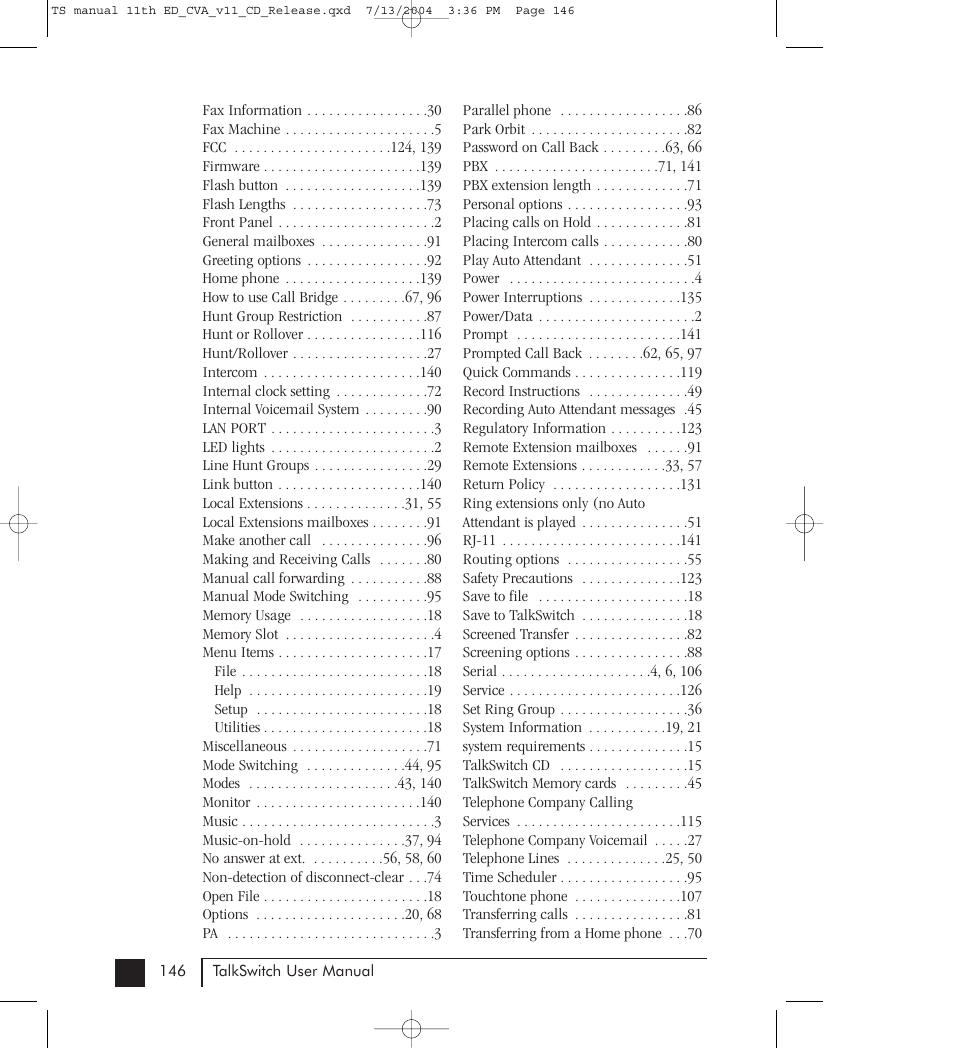 Talkswitch 48-CVA User Manual | Page 147 / 148