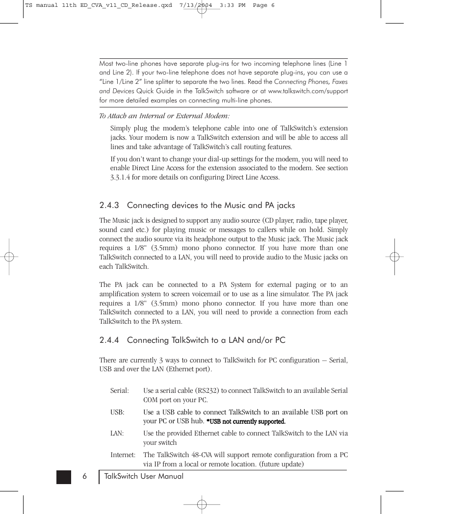 Talkswitch 48-CVA User Manual | Page 17 / 148