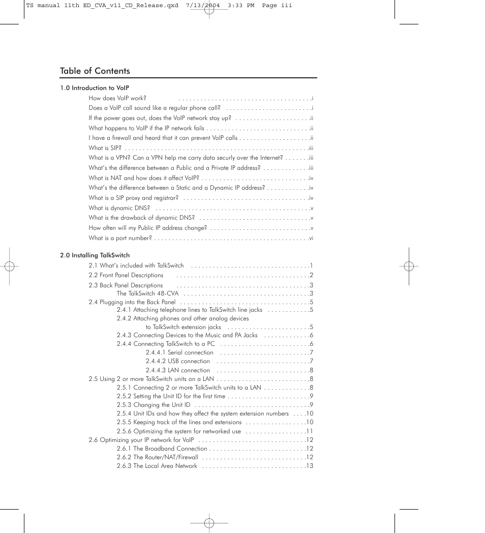 Talkswitch 48-CVA User Manual | Page 3 / 148