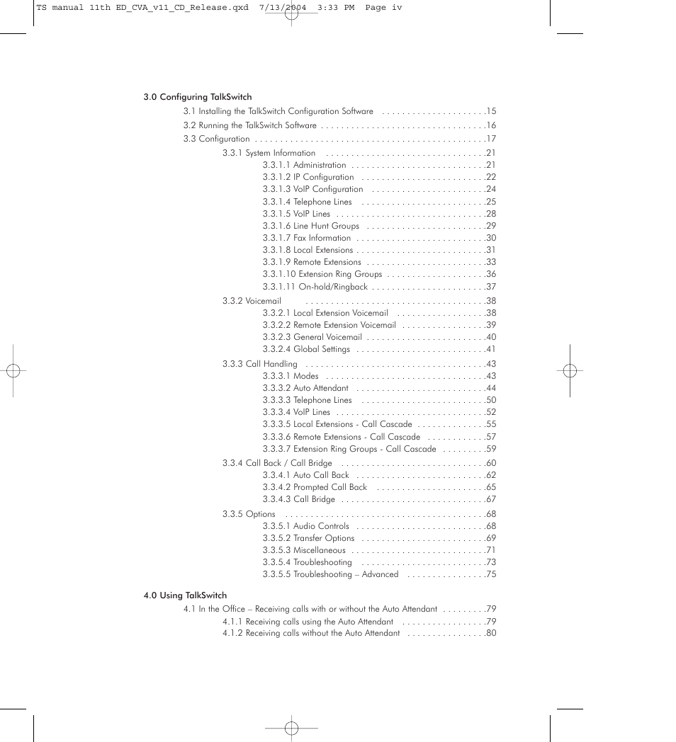 Talkswitch 48-CVA User Manual | Page 4 / 148