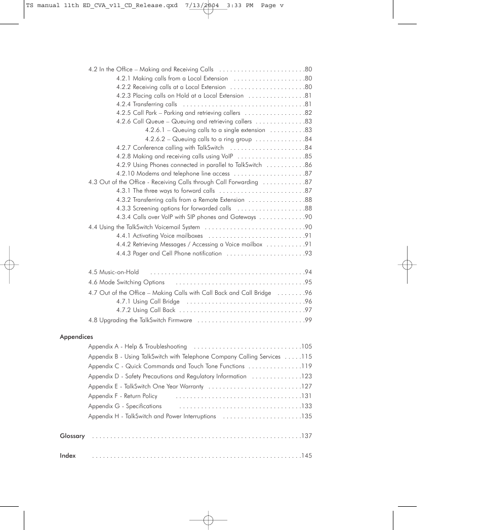 Talkswitch 48-CVA User Manual | Page 5 / 148