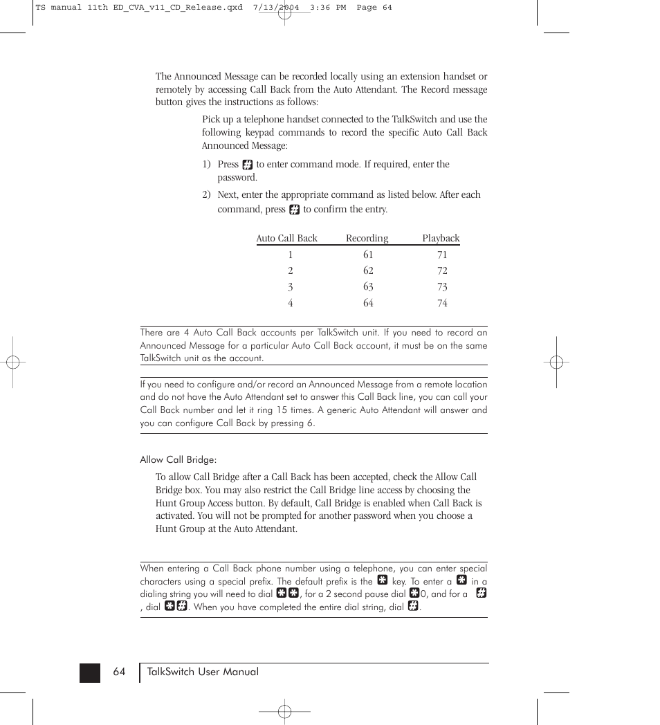 Talkswitch 48-CVA User Manual | Page 74 / 148