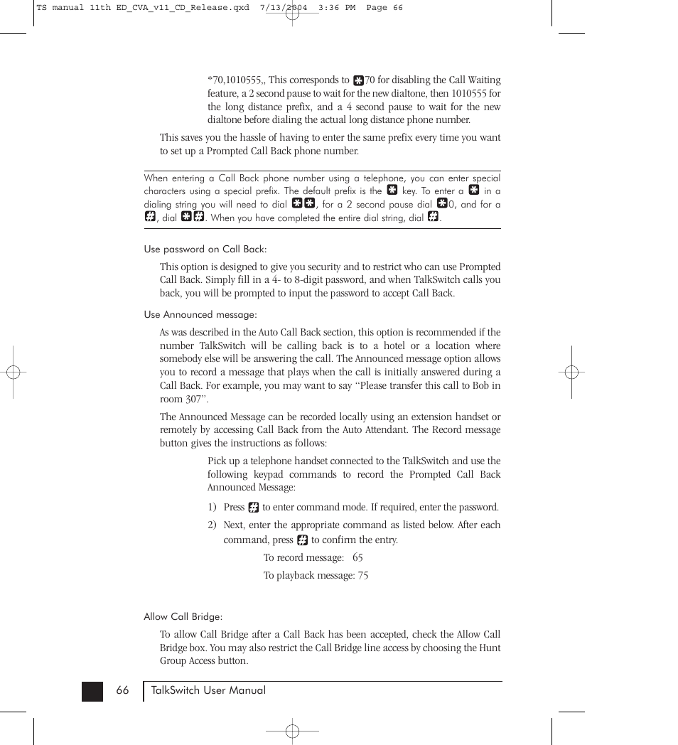 Talkswitch 48-CVA User Manual | Page 76 / 148