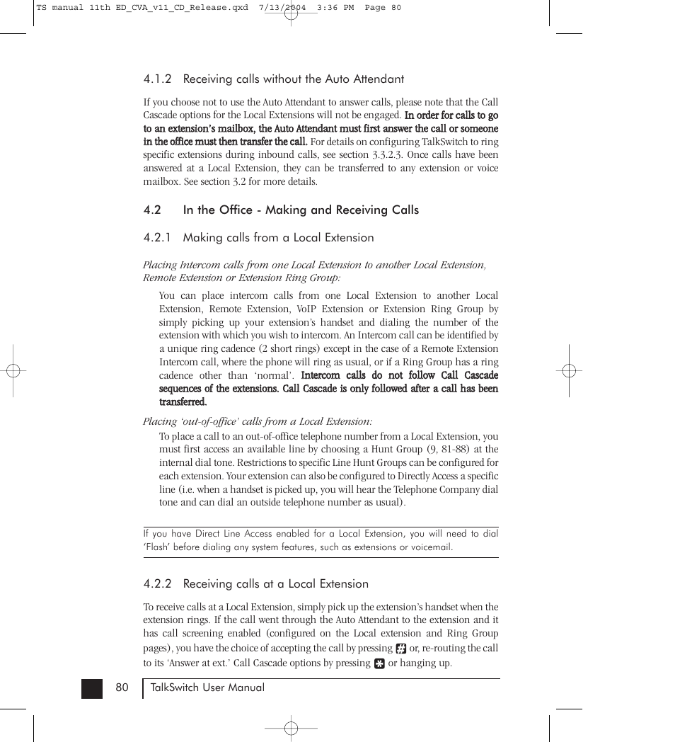 Talkswitch 48-CVA User Manual | Page 88 / 148