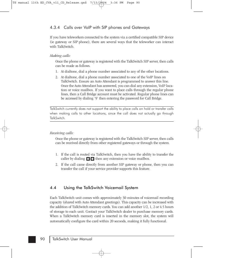 Talkswitch 48-CVA User Manual | Page 98 / 148