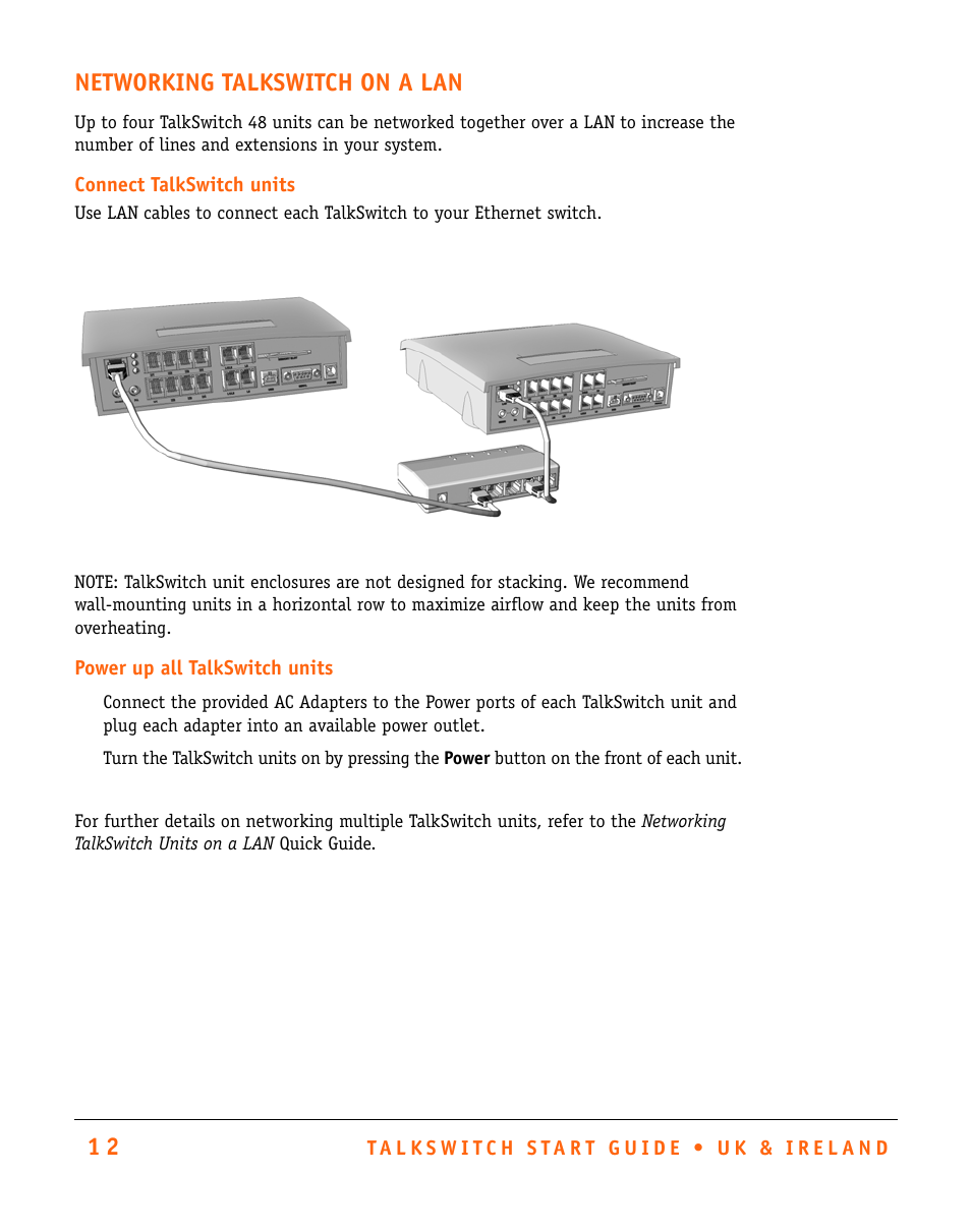 Networking talkswitch on a lan | Talkswitch CT.TS005.002501.UK User Manual | Page 13 / 16
