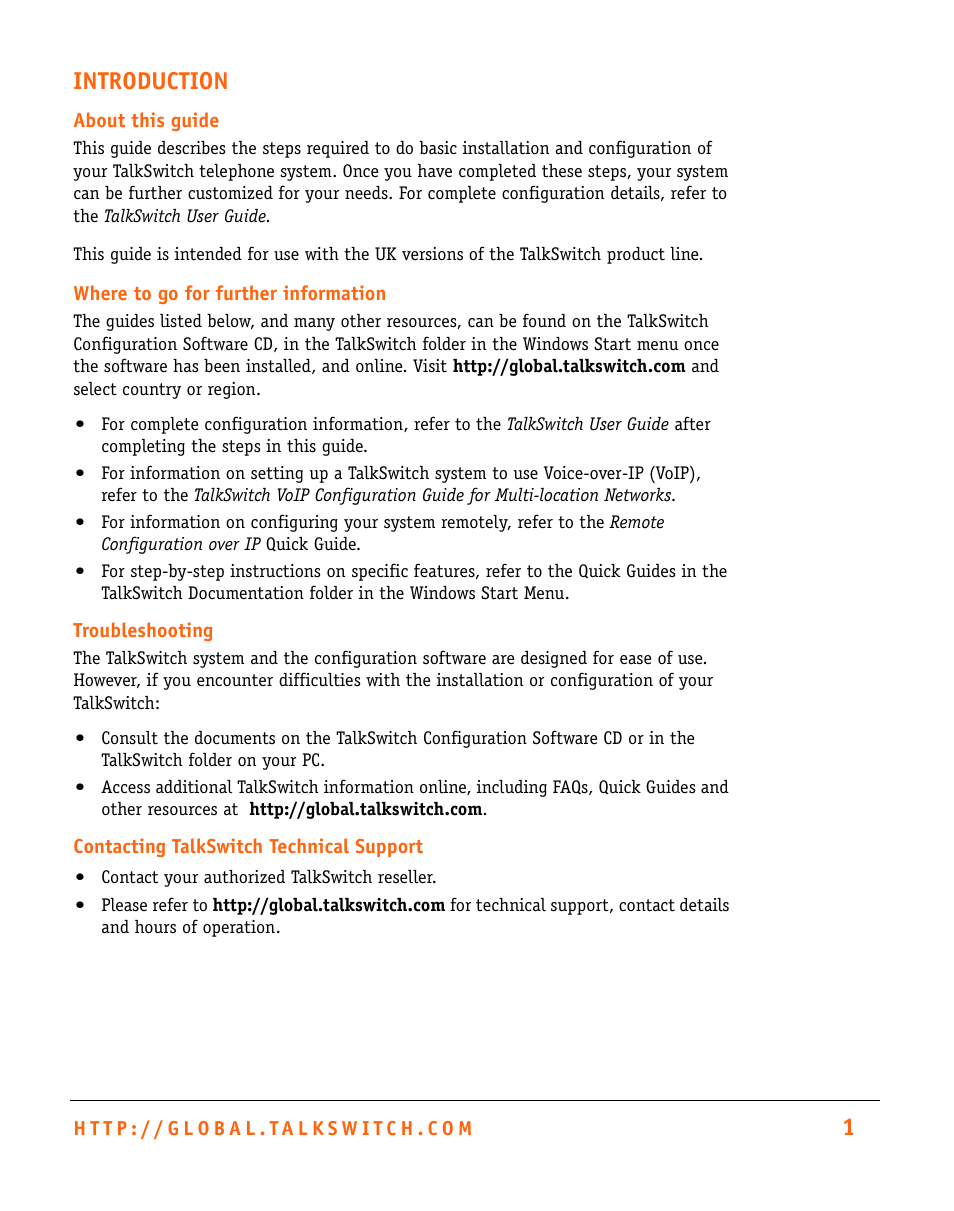 1introduction | Talkswitch CT.TS005.002501.UK User Manual | Page 2 / 16