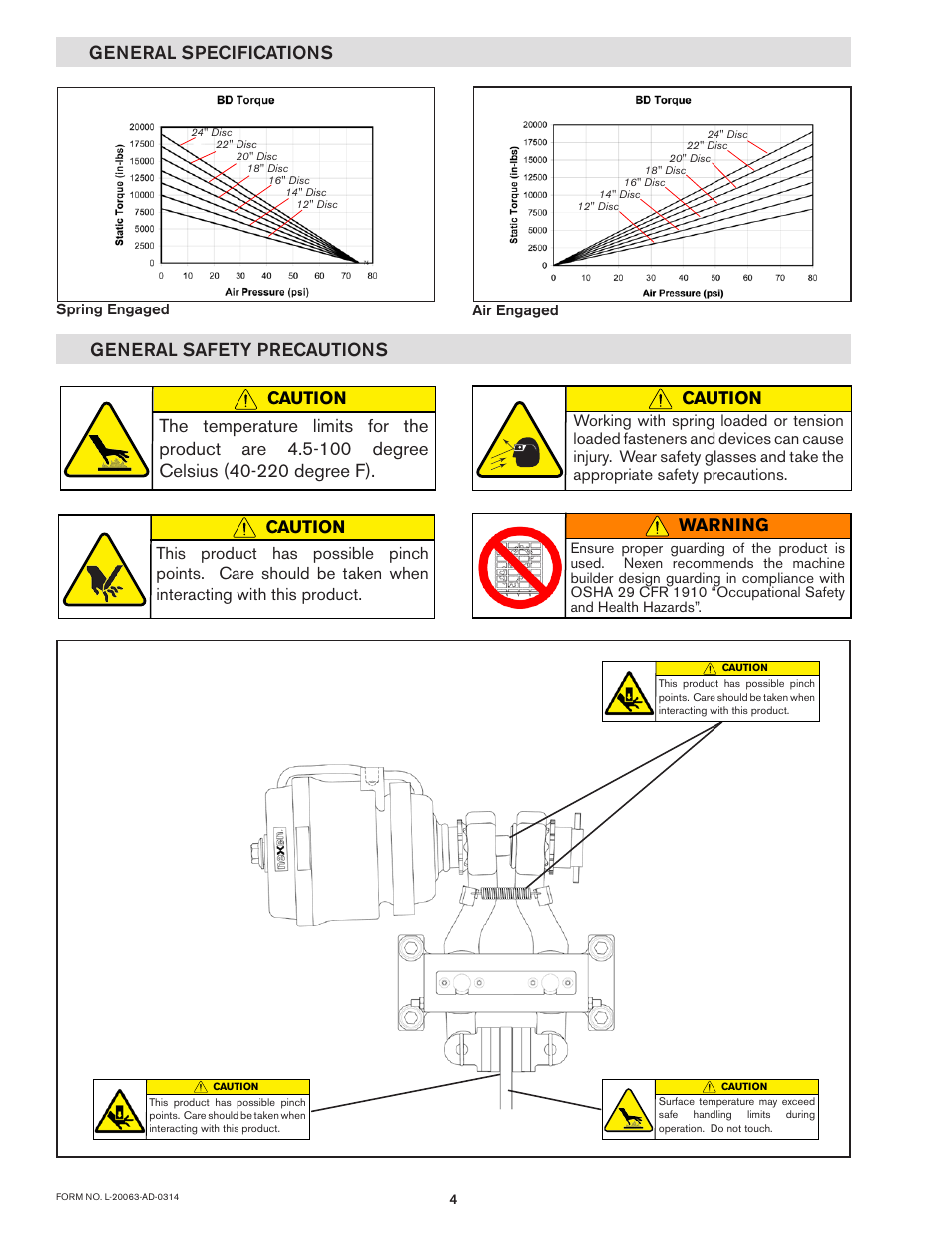 General specifications general safety precautions, Warning, Caution | Nexen BD 933507 User Manual | Page 4 / 21