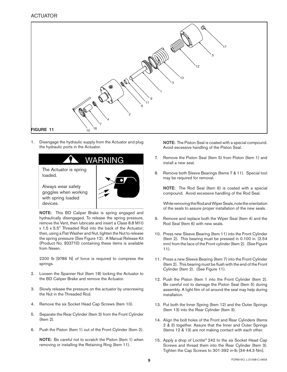 Actuator | Nexen BD 933702 User Manual | Page 9 / 12