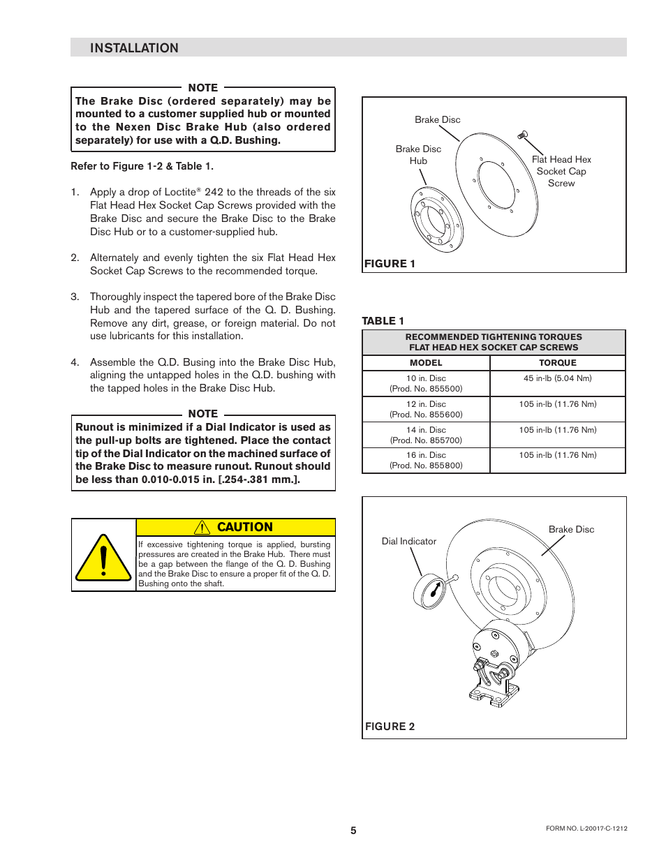 Installation, Caution | Nexen DBSE 835030 User Manual | Page 5 / 13