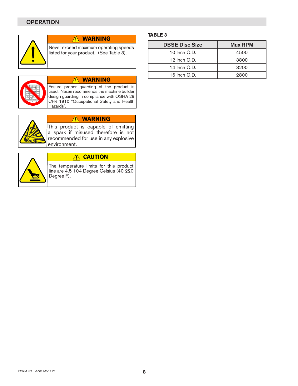 Nexen DBSE 835030 User Manual | Page 8 / 13