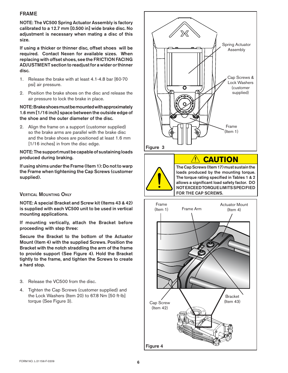 Caution | Nexen VC500 837450 User Manual | Page 6 / 14