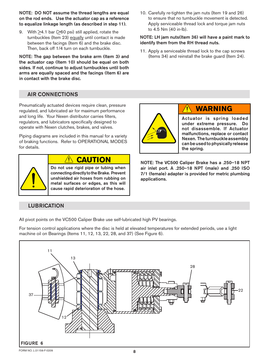 Caution, Warning | Nexen VC500 837450 User Manual | Page 8 / 14