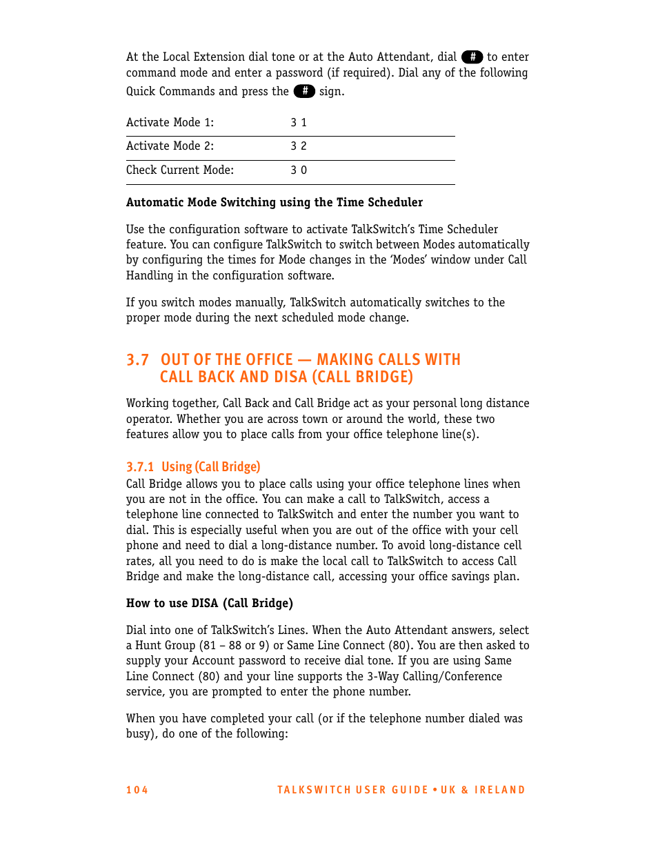 1 using (call bridge), 1 using disa (call bridge) | Talkswitch CT.TS005.001101.UK User Manual | Page 112 / 174