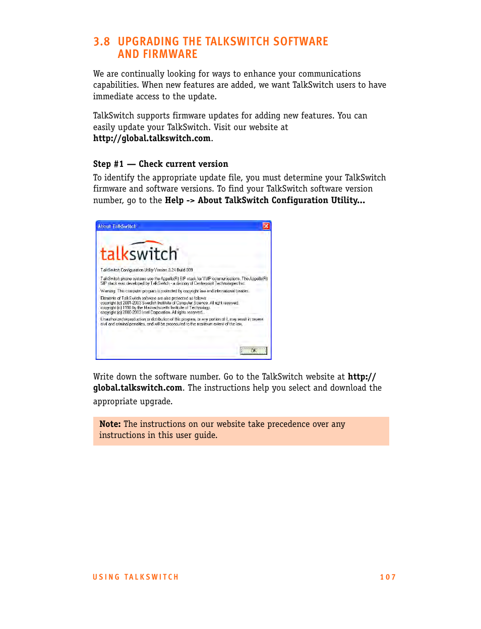 8 upgrading the talkswitch software and firmware | Talkswitch CT.TS005.001101.UK User Manual | Page 115 / 174