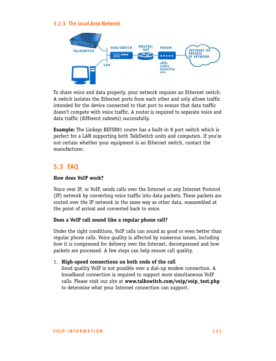 3 the local area network, 3 faq | Talkswitch CT.TS005.001101.UK User Manual | Page 129 / 174