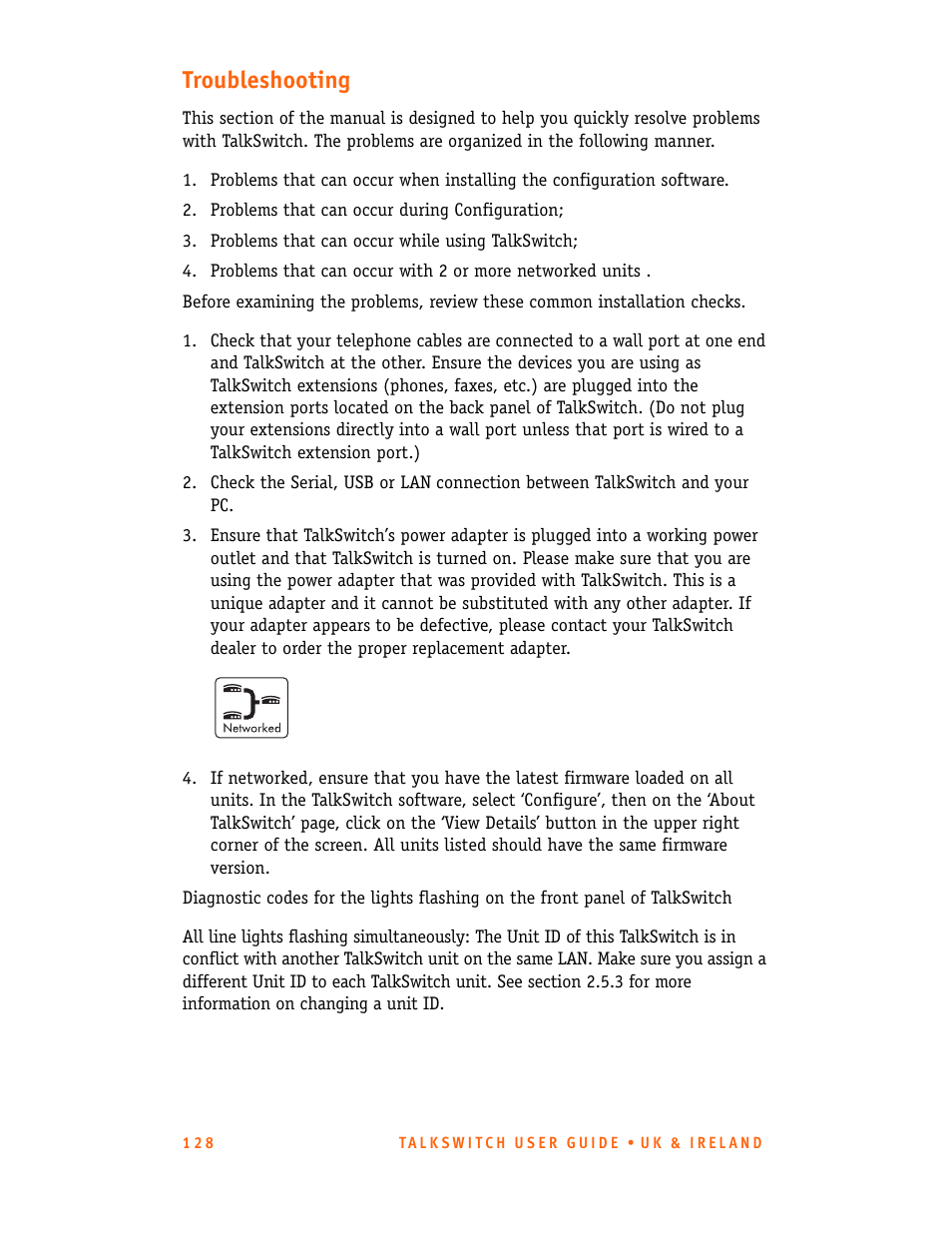 Troubleshooting | Talkswitch CT.TS005.001101.UK User Manual | Page 136 / 174