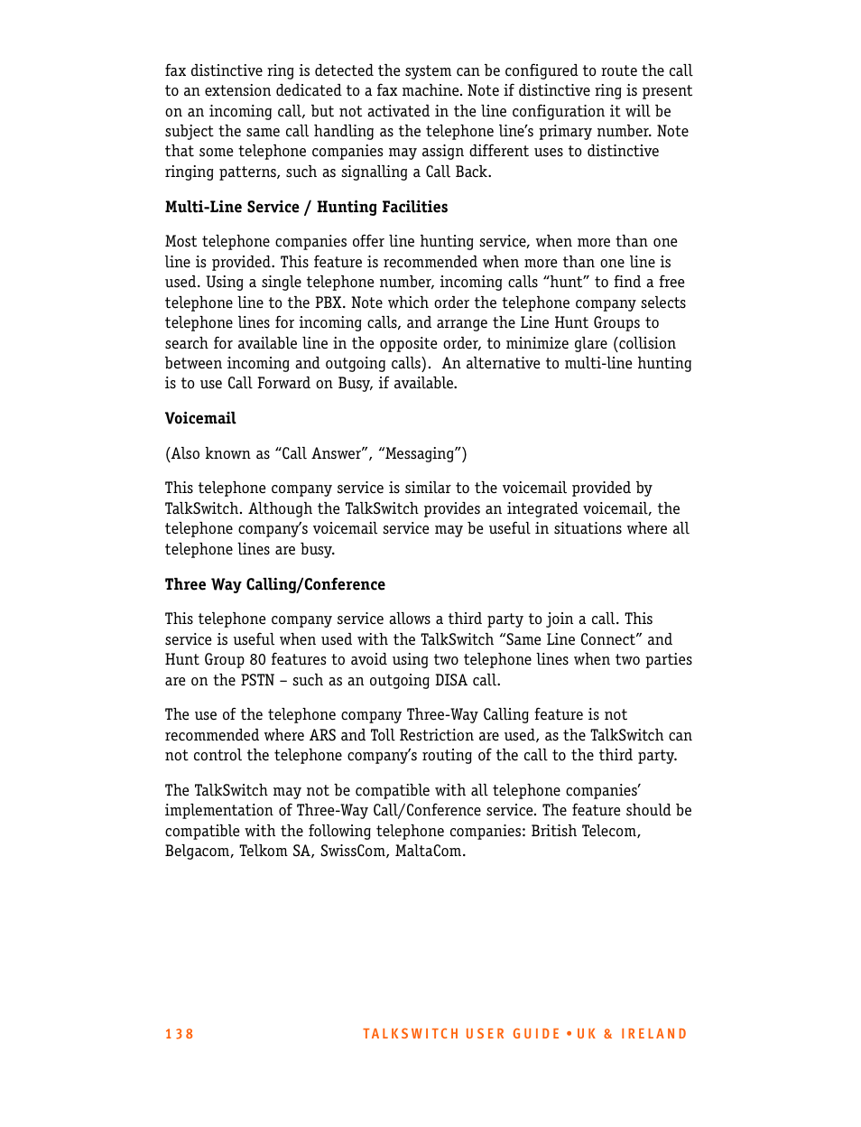 Talkswitch CT.TS005.001101.UK User Manual | Page 146 / 174