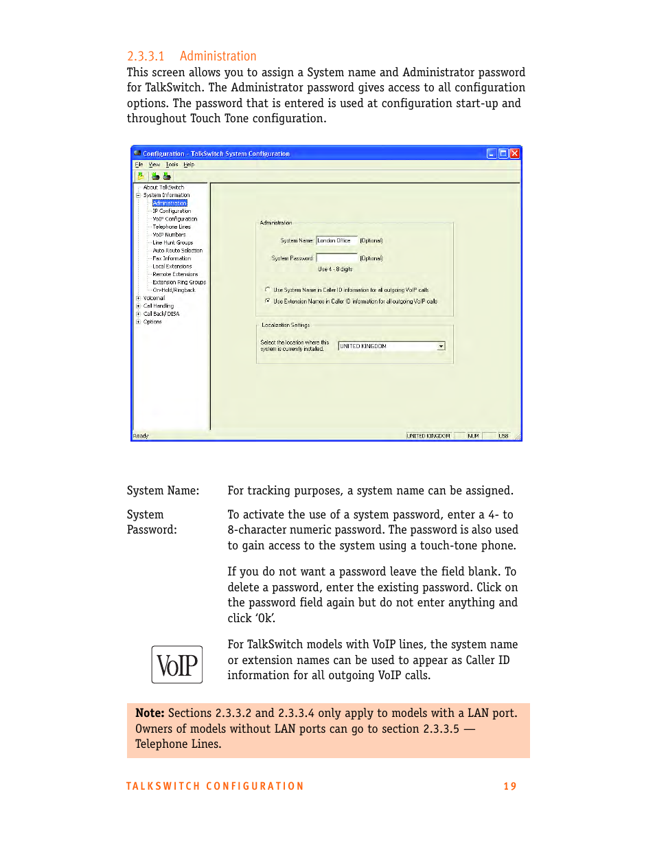 1 administration | Talkswitch CT.TS005.001101.UK User Manual | Page 27 / 174