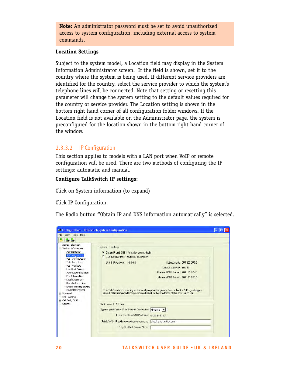 2 ip configuration | Talkswitch CT.TS005.001101.UK User Manual | Page 28 / 174