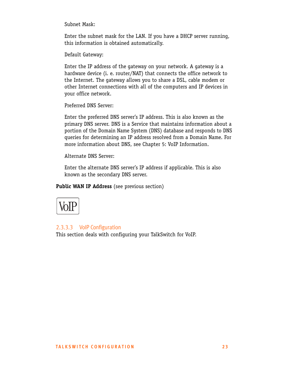 3 voip configuration | Talkswitch CT.TS005.001101.UK User Manual | Page 31 / 174